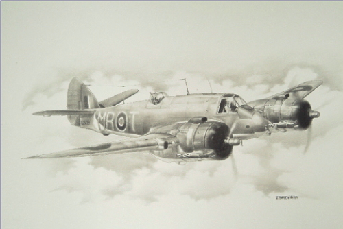 aviation art drawing RAF beaufighter