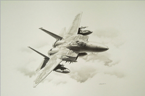 aviation art drawing USAF F15 Eagle